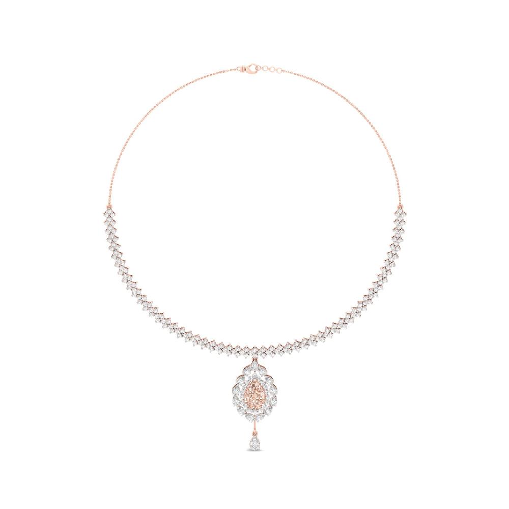 Ornate Teardrop Halo Necklace with 2.75ct Center CVD Diamond