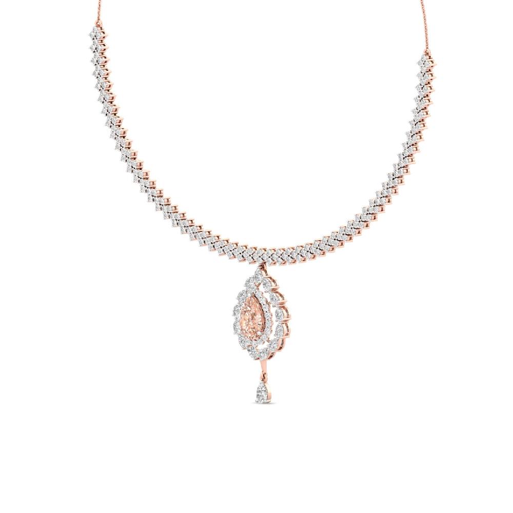 Ornate Teardrop Halo Necklace with 2.75ct Center CVD Diamond