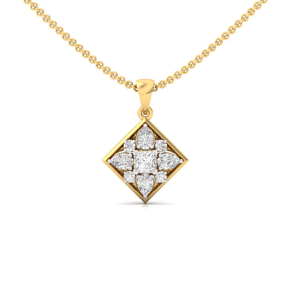 Princess & Pear Cut Cluster Pendant in Lab Grown Diamonds