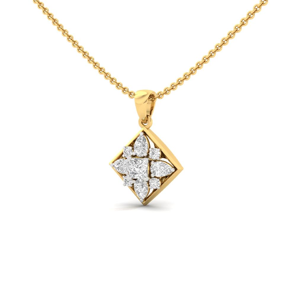 Princess & Pear Cut Cluster Pendant in Lab Grown Diamonds