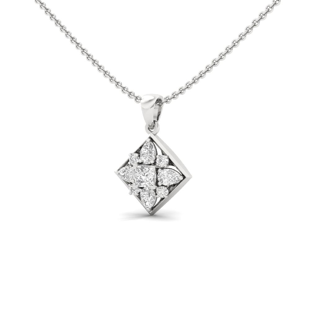 Princess & Pear Cut Cluster Pendant in Lab Grown Diamonds