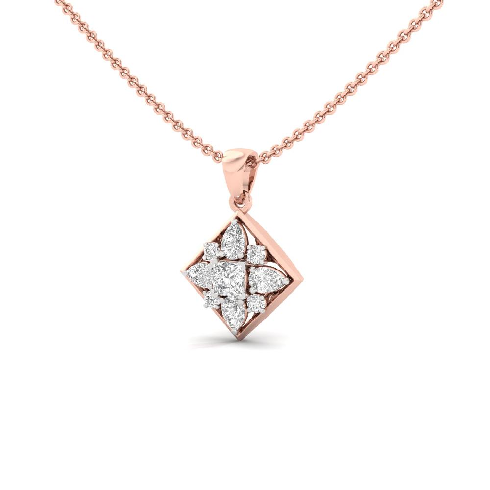 Princess & Pear Cut Cluster Pendant in Lab Grown Diamonds