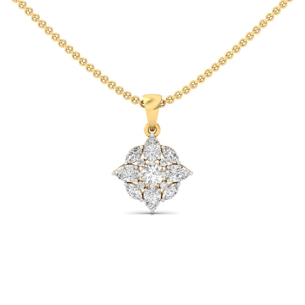 Pear Cluster & Round Center CVD Diamond Pendant