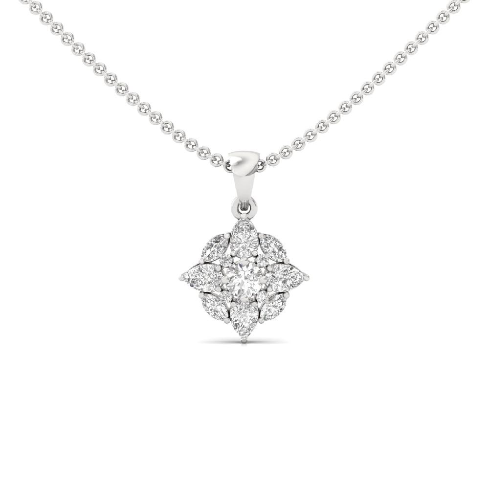 Pear Cluster & Round Center CVD Diamond Pendant