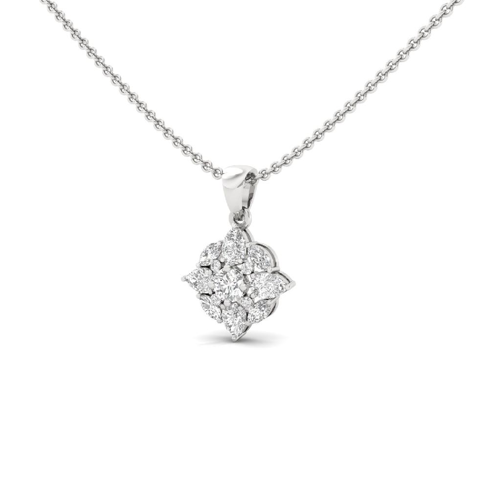Pear Cluster & Round Center CVD Diamond Pendant