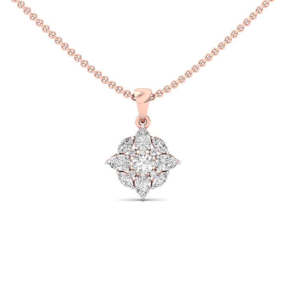 Pear Cluster & Round Center CVD Diamond Pendant
