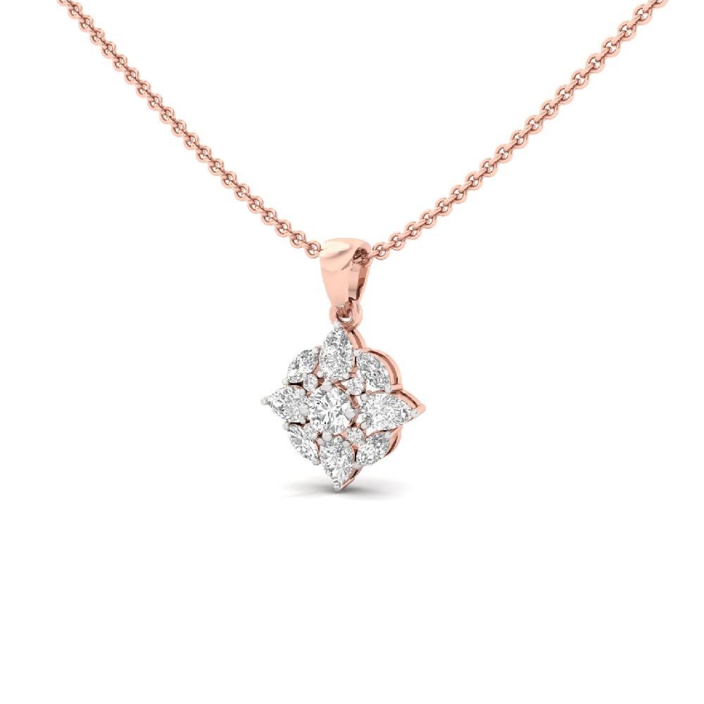 Pear Cluster & Round Center CVD Diamond Pendant