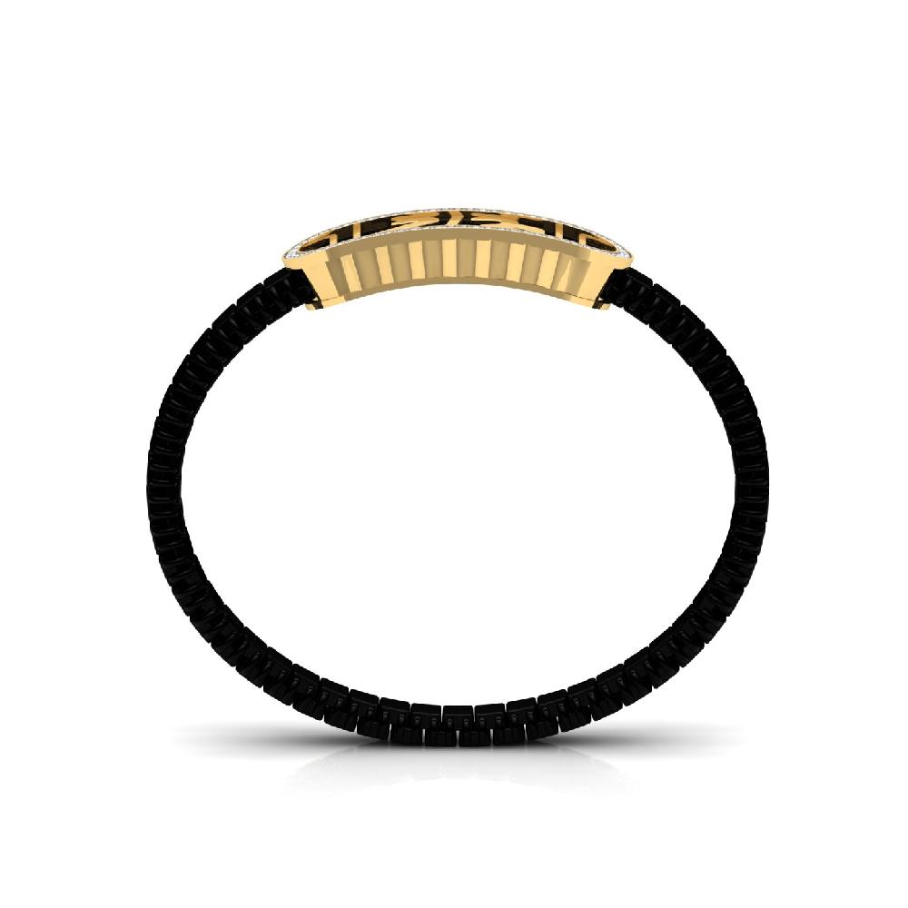 Ram Men's Black Enamel Diamond Bracelet with Lab Grown Diamonds 