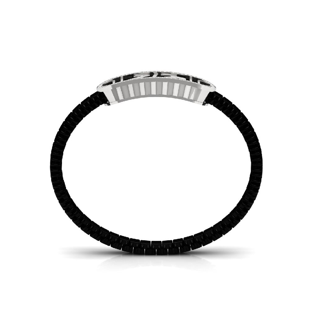 Ram Men's Black Enamel Diamond Bracelet with Lab Grown Diamonds 