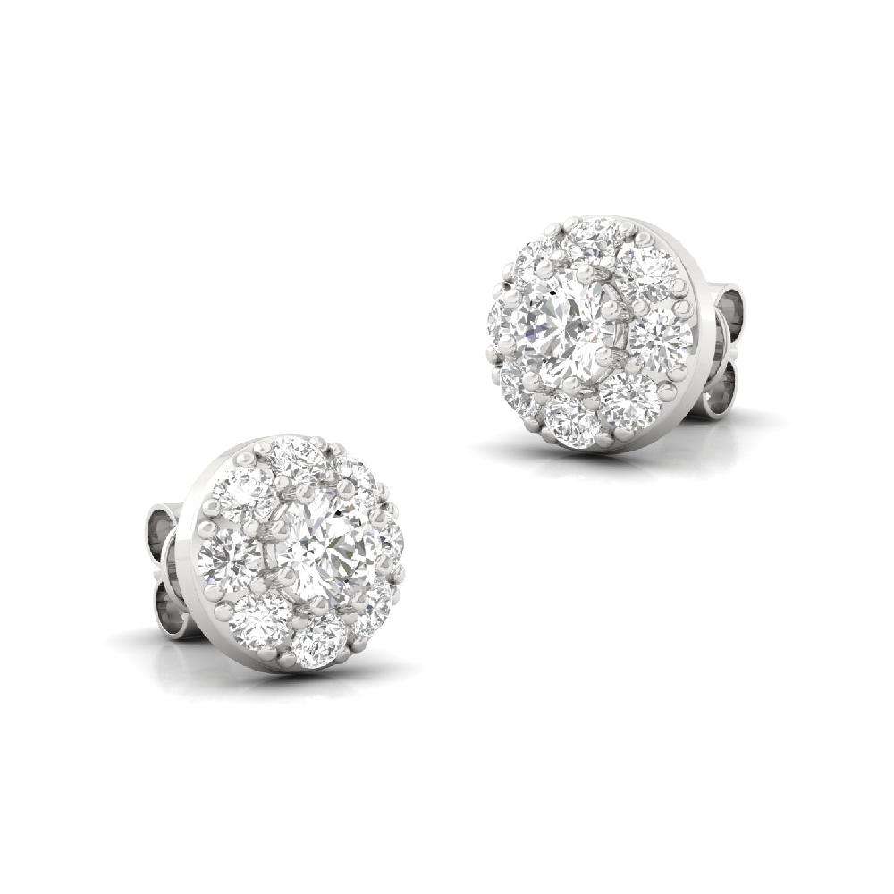 Halo Cluster Lab Grown Diamond Stud Earrings