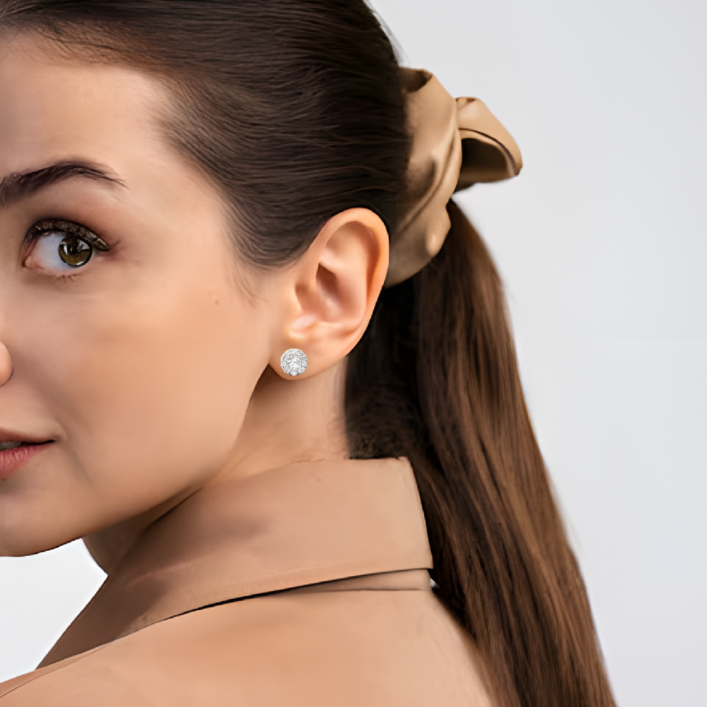Halo Cluster Lab Grown Diamond Stud Earrings