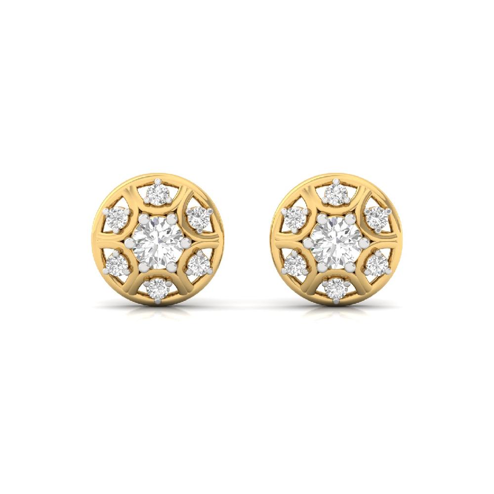 Artisan Round Stud Earrings with Lab Grown Diamonds