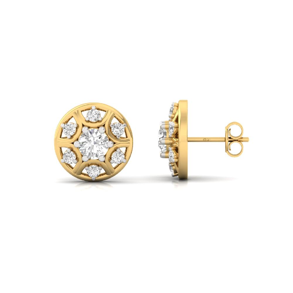 Artisan Round Stud Earrings with Lab Grown Diamonds