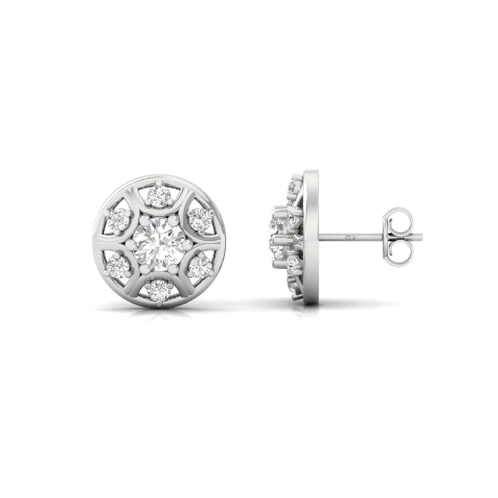 Artisan Round Stud Earrings with Lab Grown Diamonds