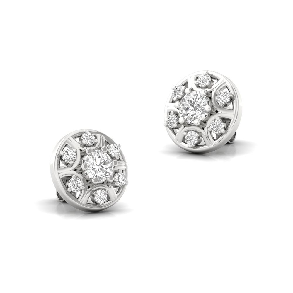 Artisan Round Stud Earrings with Lab Grown Diamonds
