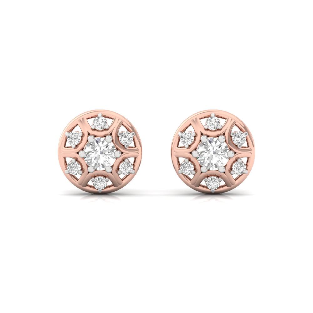 Artisan Round Stud Earrings with Lab Grown Diamonds