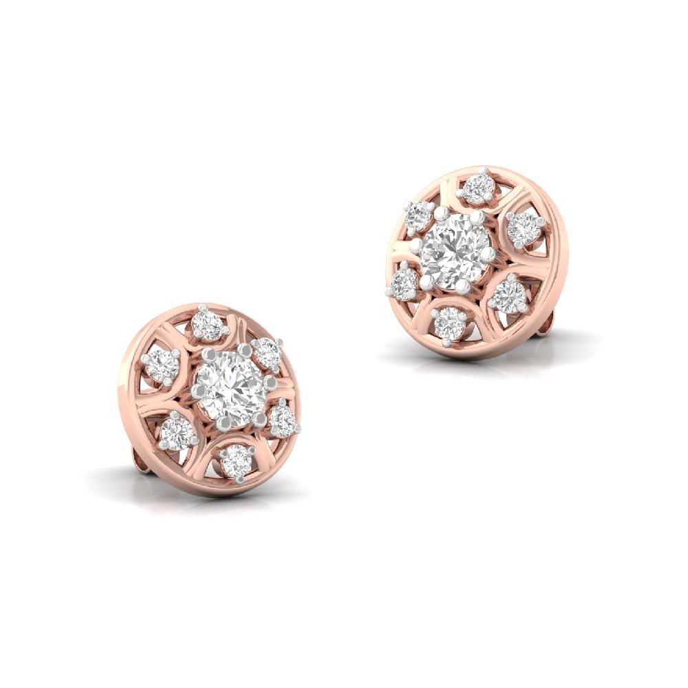 Artisan Round Stud Earrings with Lab Grown Diamonds