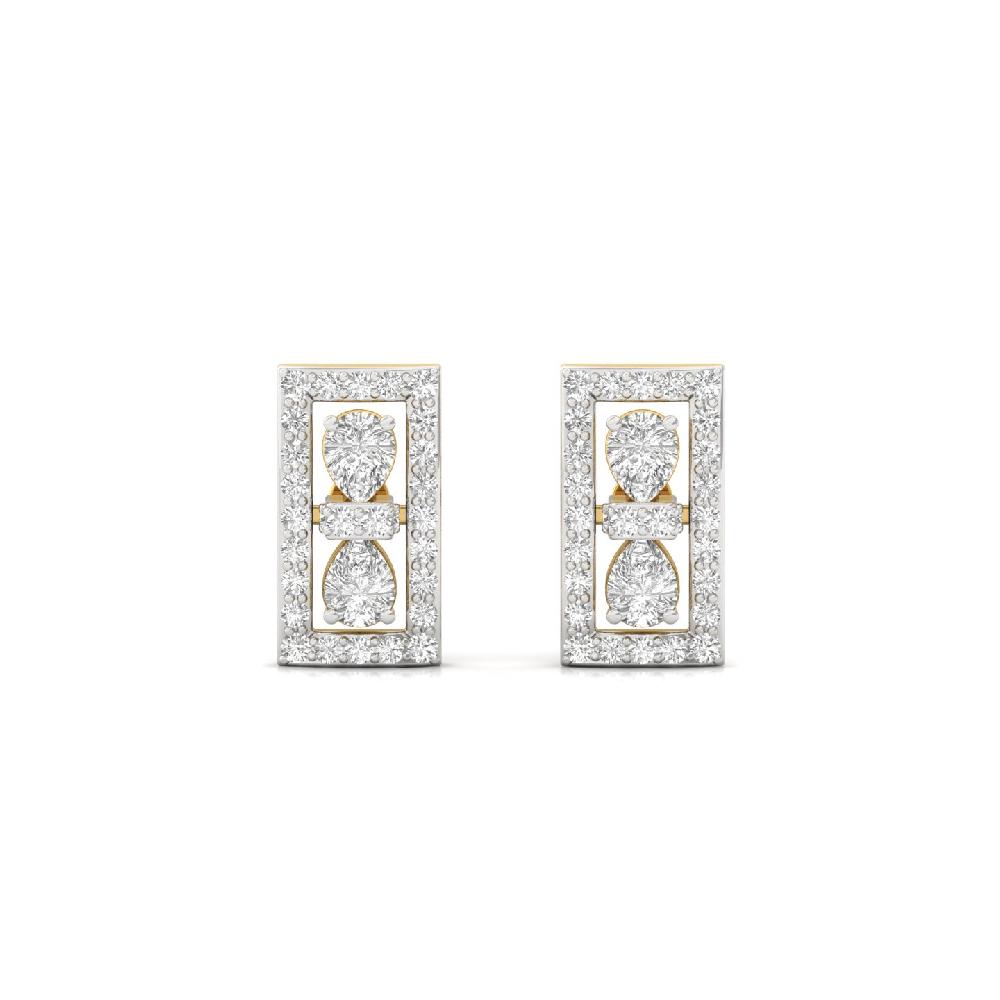 Pear & Round Diamond Cluster Earrings Lab Grown Diamonds