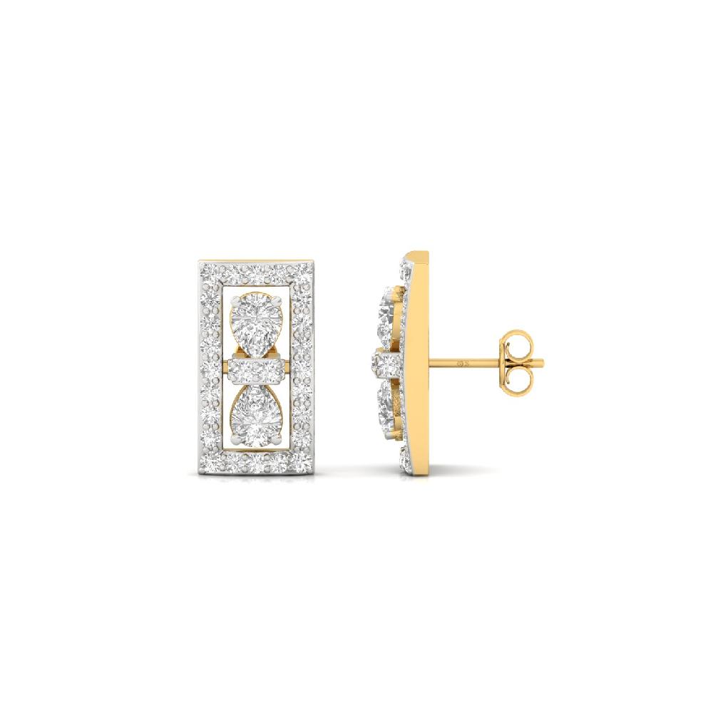 Pear & Round Diamond Cluster Earrings Lab Grown Diamonds