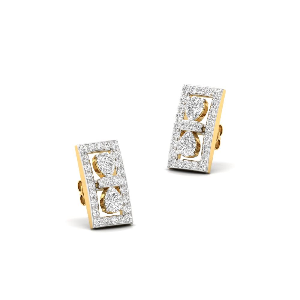 Pear & Round Diamond Cluster Earrings Lab Grown Diamonds