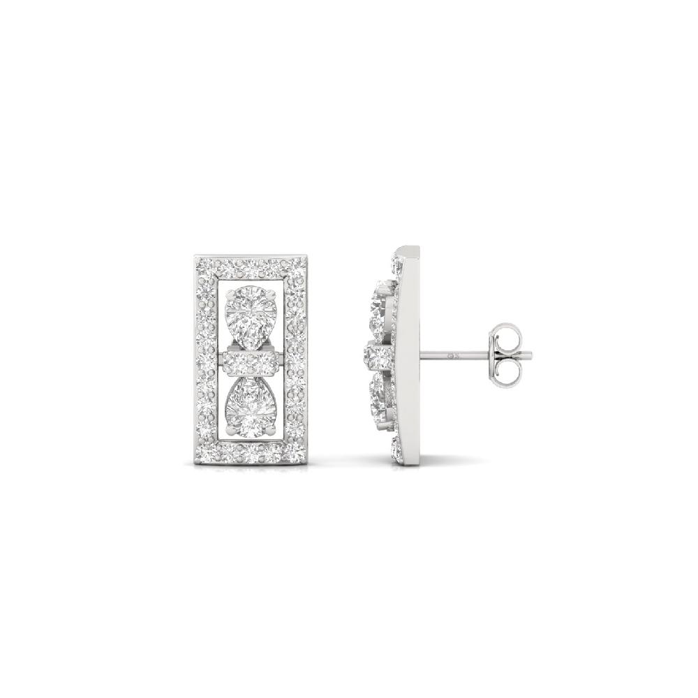 Pear & Round Diamond Cluster Earrings Lab Grown Diamonds