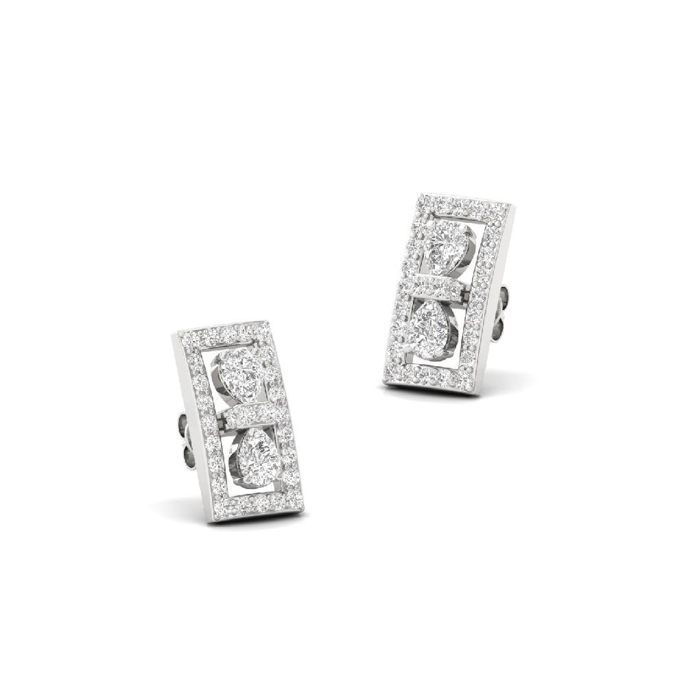 Pear & Round Diamond Cluster Earrings Lab Grown Diamonds