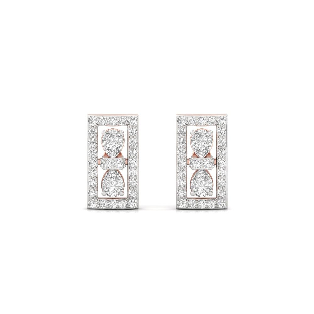 Pear & Round Diamond Cluster Earrings Lab Grown Diamonds