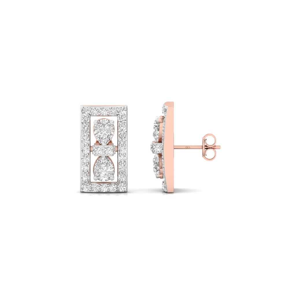 Pear & Round Diamond Cluster Earrings Lab Grown Diamonds