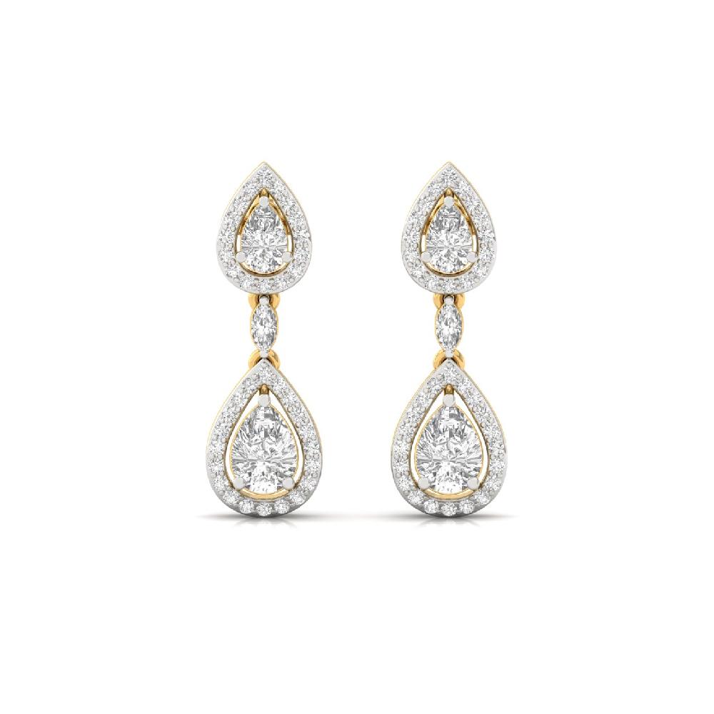 Royal Drop Diamond Earrings Lab Grown Pear, Marquise & Round Diamonds