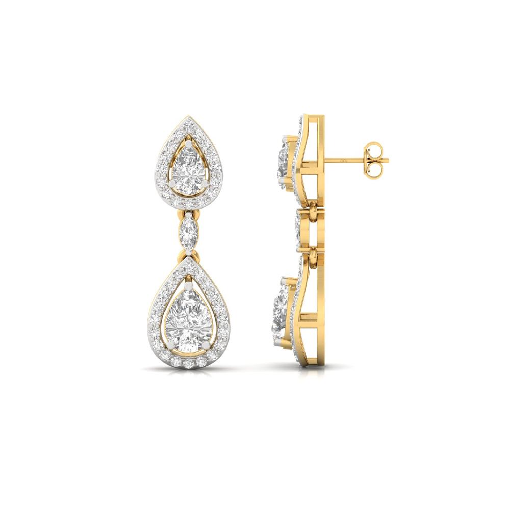 Royal Drop Diamond Earrings Lab Grown Pear, Marquise & Round Diamonds