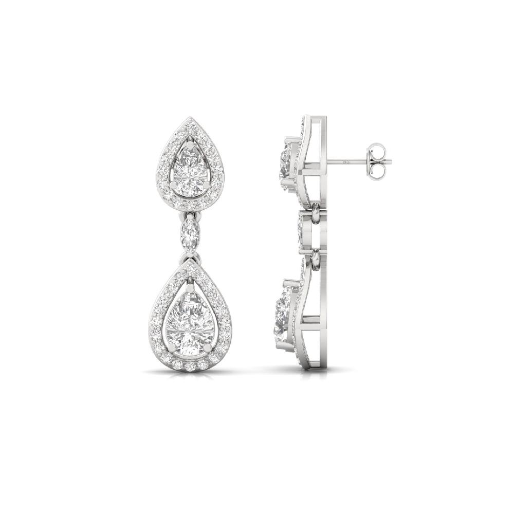 Royal Drop Diamond Earrings Lab Grown Pear, Marquise & Round Diamonds