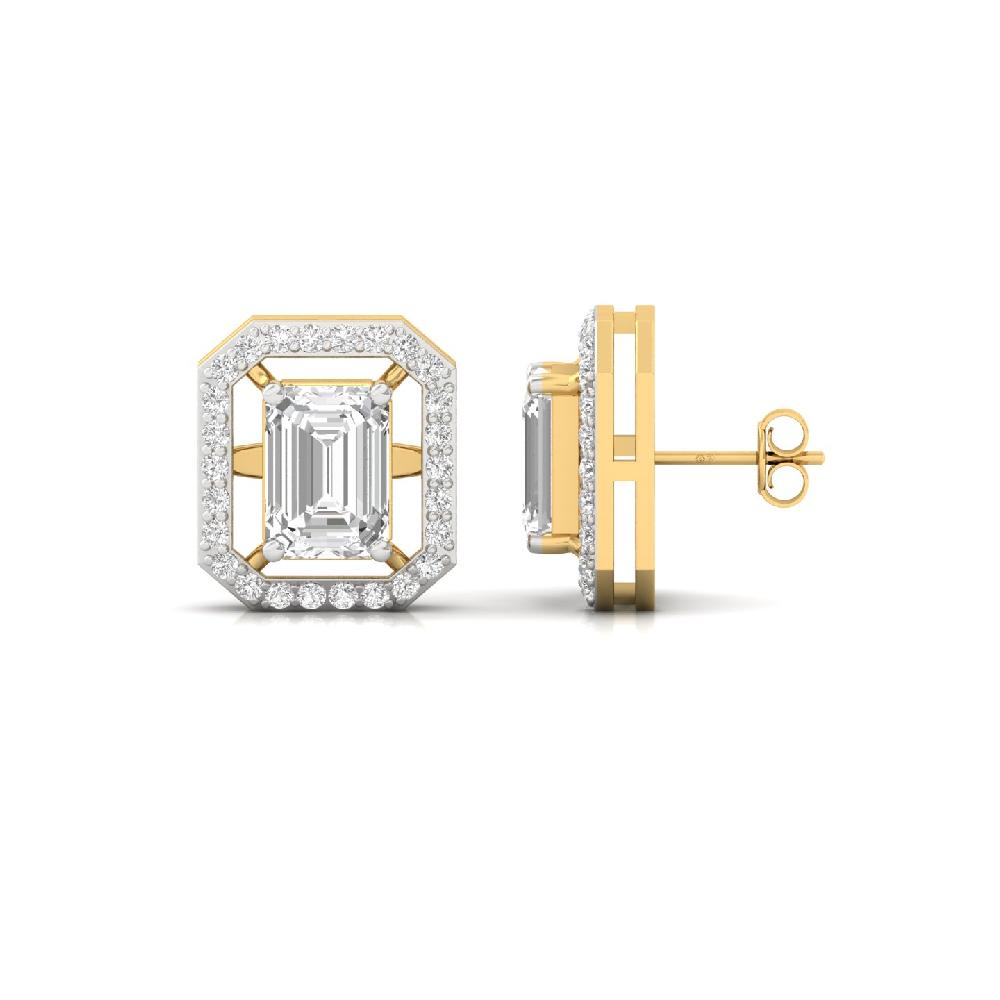 Emerald Cut Statement Earrings Lab Grown Diamonds