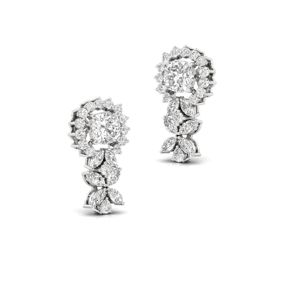 Cushion & Marquise Cut Lab Grown Diamond Designer Earrings  