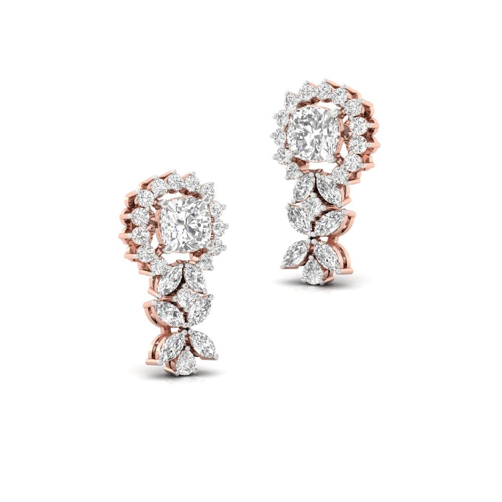Cushion & Marquise Cut Lab Grown Diamond Designer Earrings  