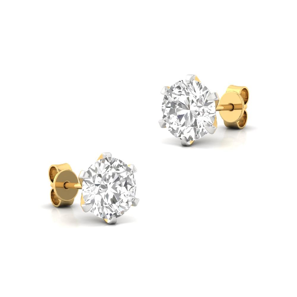 2.00ct Solitaire Round Cut CVD Diamond Stud Earrings