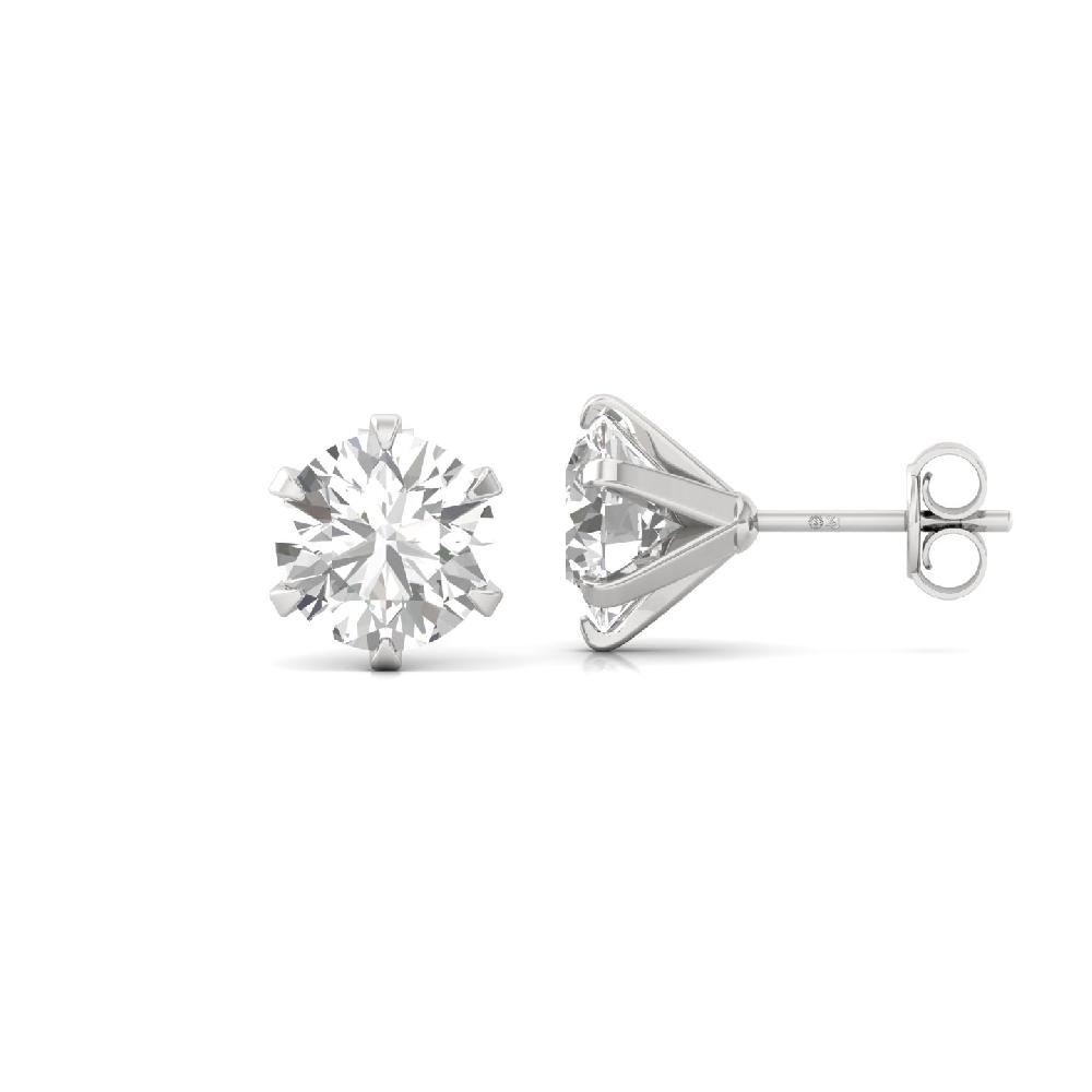 2.00ct Solitaire Round Cut CVD Diamond Stud Earrings