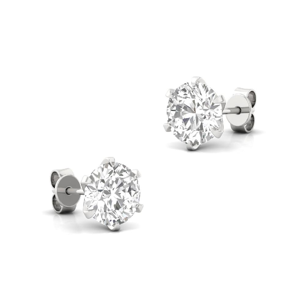 2.00ct Solitaire Round Cut CVD Diamond Stud Earrings