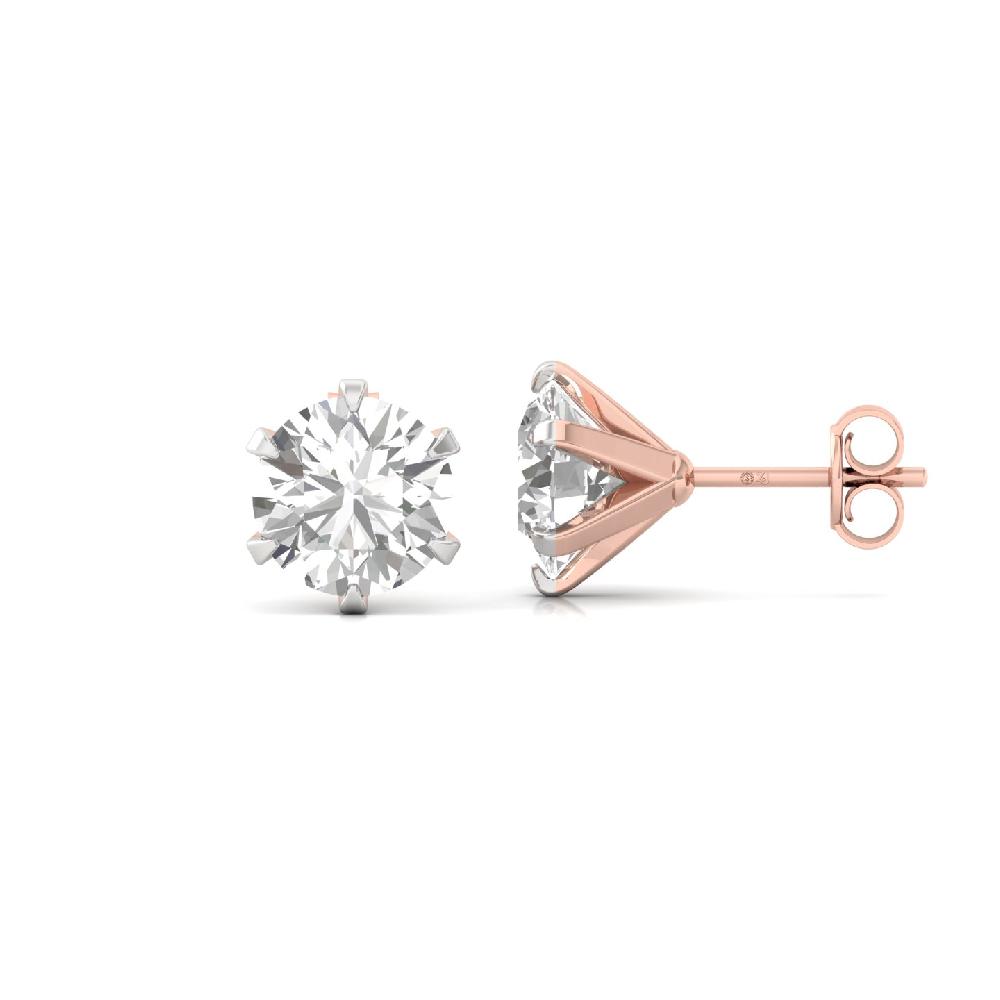 2.00ct Solitaire Round Cut CVD Diamond Stud Earrings