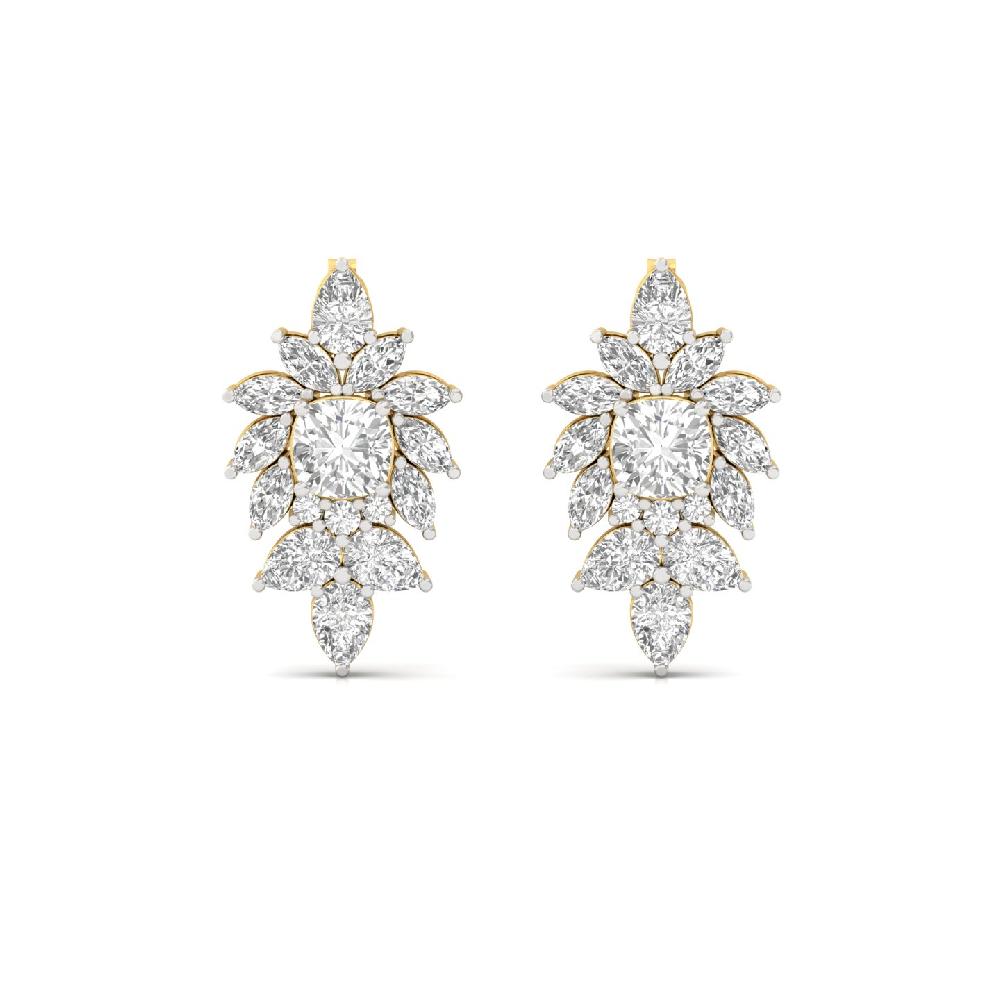 1.30Ct Cushion, Pear & Marquise CVD Diamond Cluster Earrings