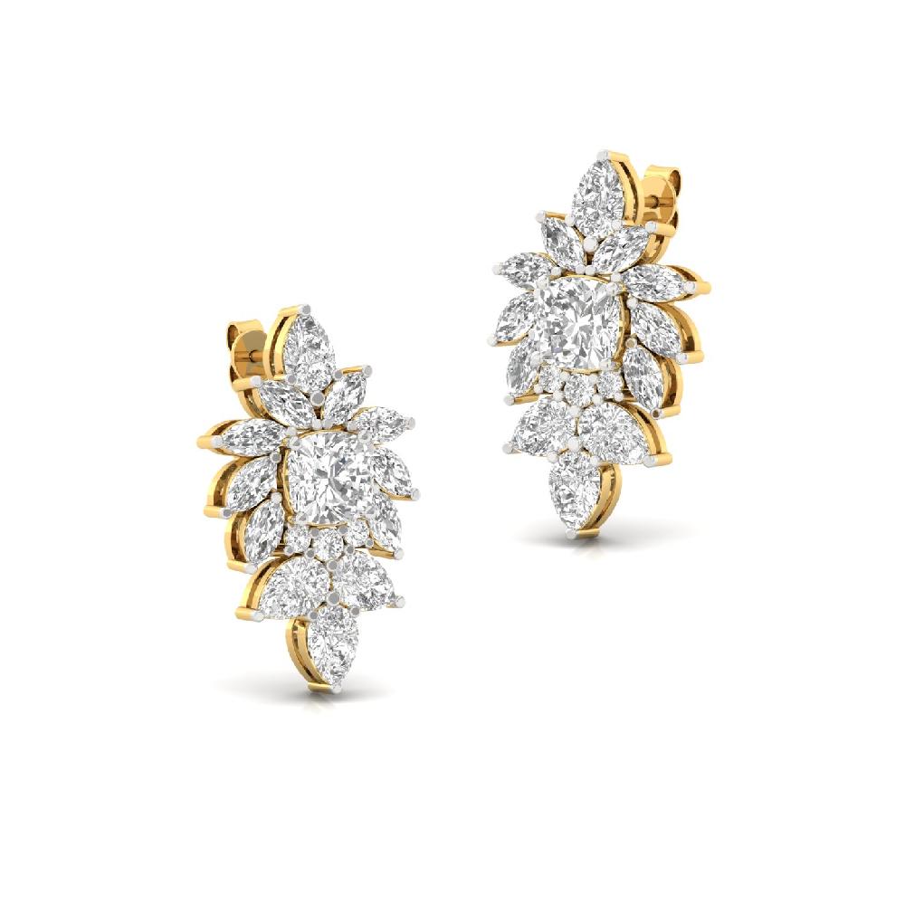 1.30Ct Cushion, Pear & Marquise CVD Diamond Cluster Earrings