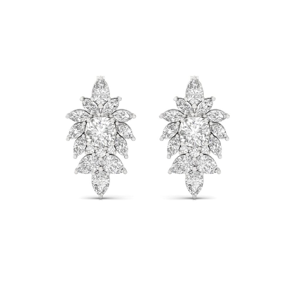 1.30Ct Cushion, Pear & Marquise CVD Diamond Cluster Earrings