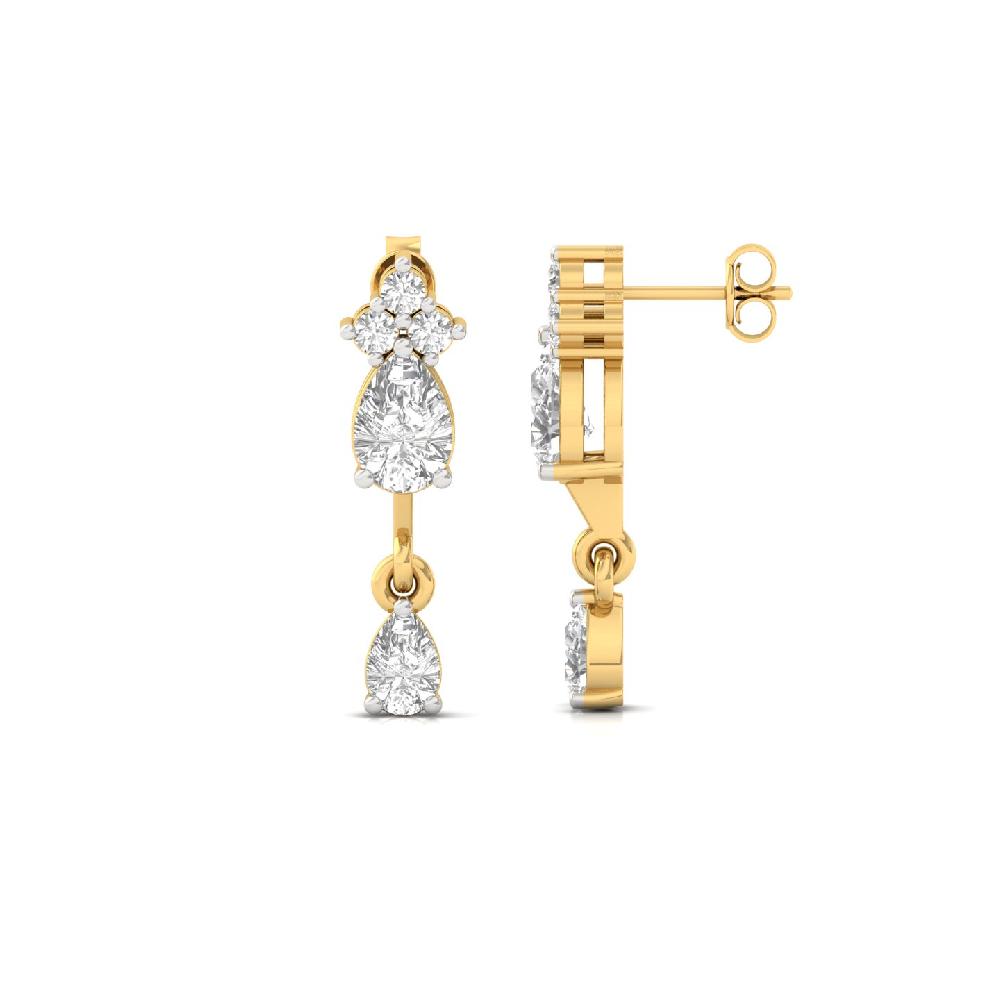 Pear Cut Trio Lab Grown Diamond Earrings with Round Accents