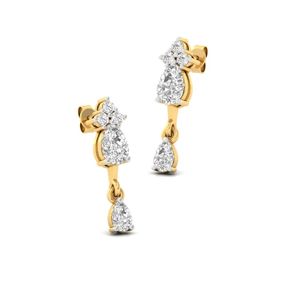Pear Cut Trio Lab Grown Diamond Earrings with Round Accents