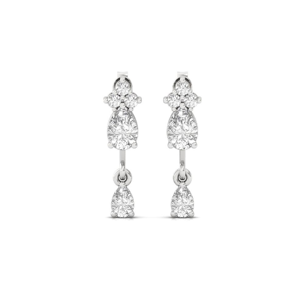 Pear Cut Trio Lab Grown Diamond Earrings with Round Accents