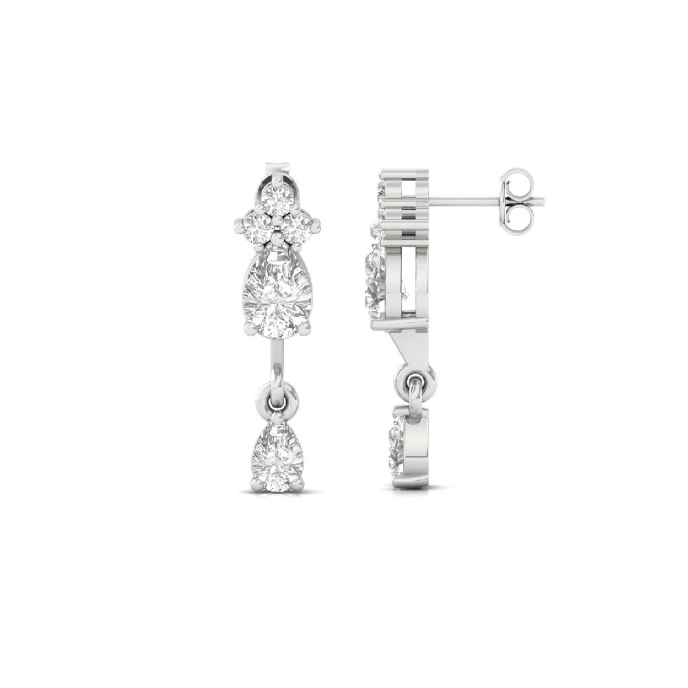 Pear Cut Trio Lab Grown Diamond Earrings with Round Accents