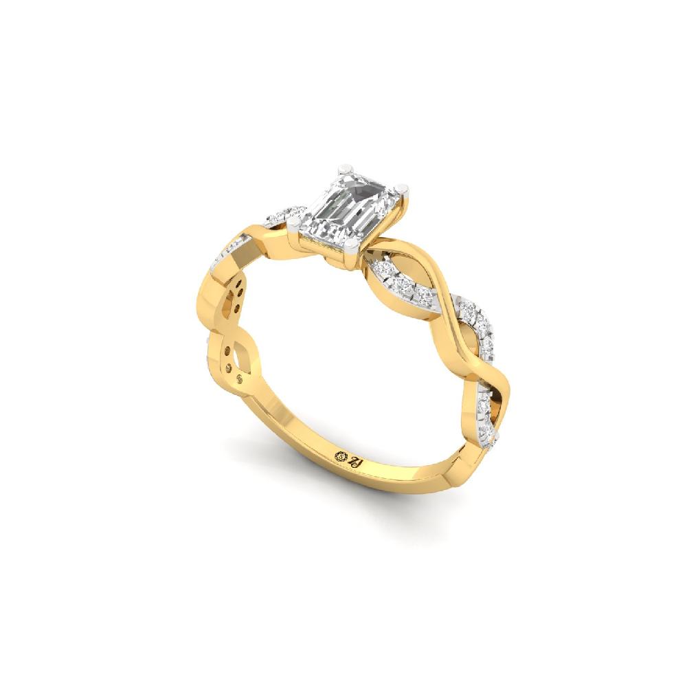 0.56ct Emerald Cut Solitaire Diamond Ring Minimalist CVD Diamond 