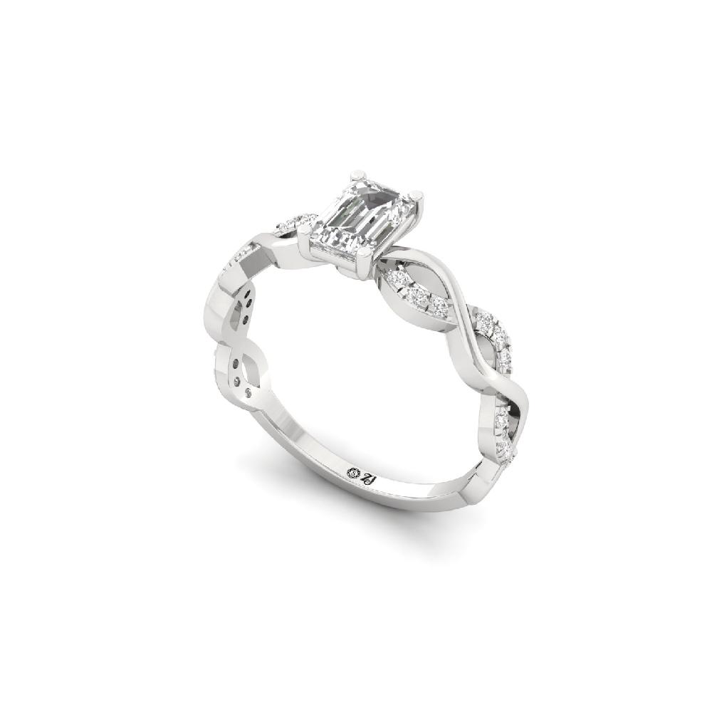 0.56ct Emerald Cut Solitaire Diamond Ring Minimalist CVD Diamond 