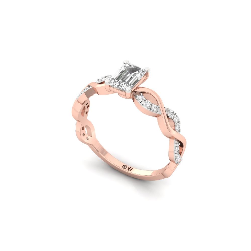 0.56ct Emerald Cut Solitaire Diamond Ring Minimalist CVD Diamond 