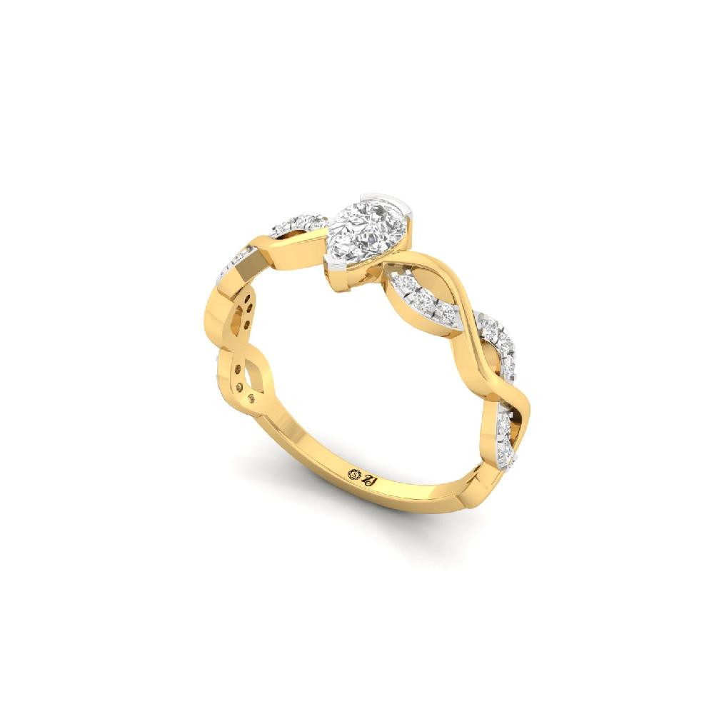 0.35ct Pear & Round Cut Solitaire Lab Grown Diamond Ring