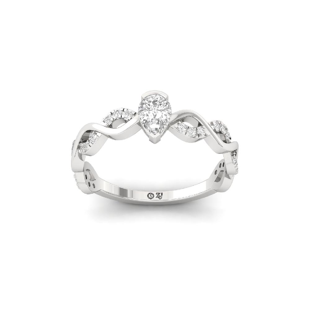 0.35ct Pear & Round Cut Solitaire Lab Grown Diamond Ring